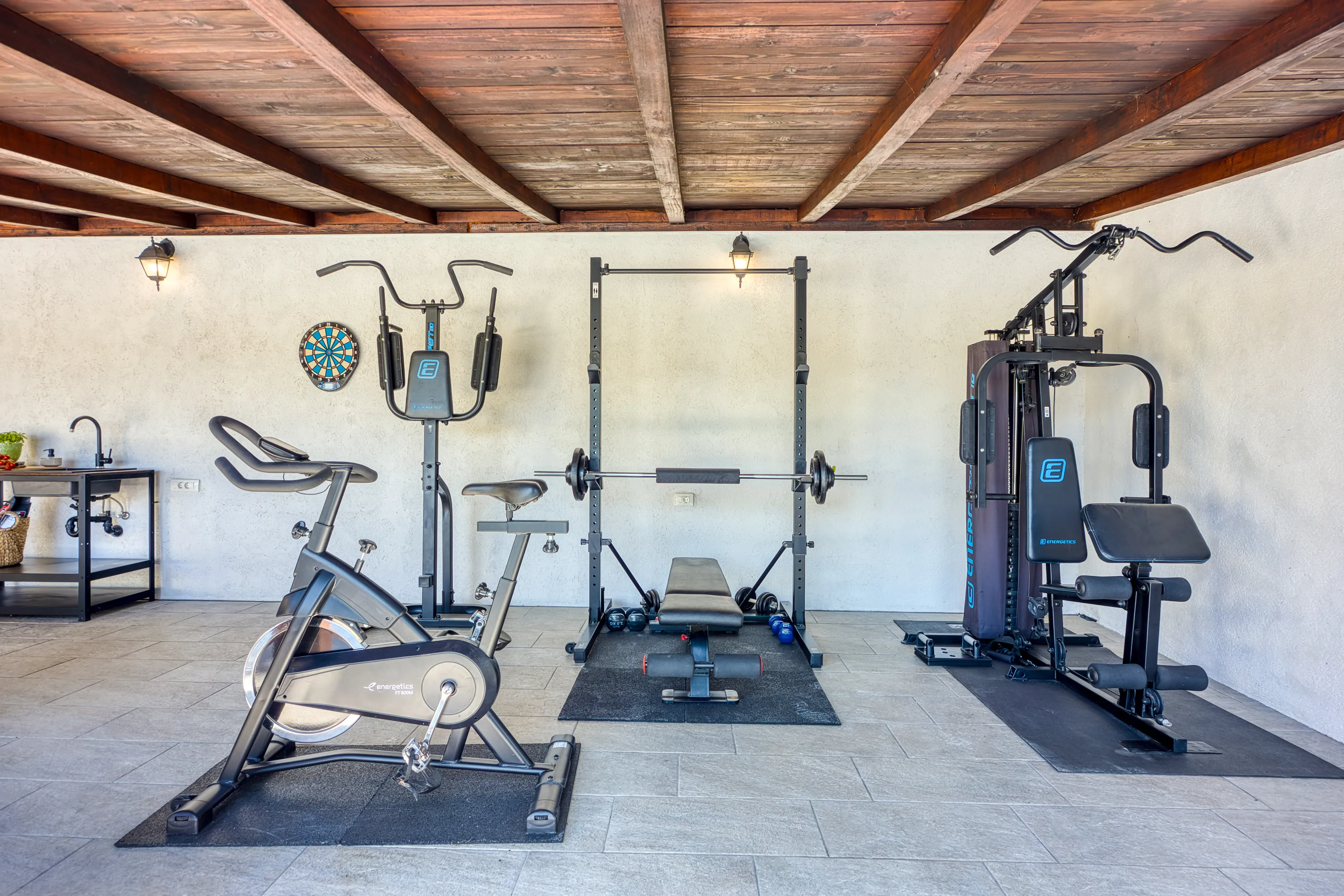 Outdoor fitness equipment at Casa Lera